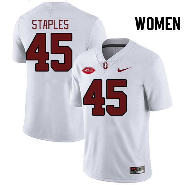 Women #45 Omar Staples Stanford Cardinal 2024 ACC Conference College Football Jerseys Stitched-White